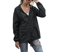 Veste de pluie courte et légère pour femme - Coupe-vent - Imperméable - Respirante - Avec capuche