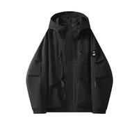Veste De Pluie De Golf pour Homme Imperméable Respirante Veste D'extérieur avec Capuche Coupe-Vent Blouson Bomber Unie avec Poches Manches Longues Blouson De Sport Coupe-Vent
