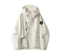 Veste De Pluie De Golf pour Homme Imperméable Respirante Veste D'extérieur avec Capuche Coupe-Vent Blouson Bomber Unie avec Poches Manches Longues Blouson De Sport Coupe-Vent