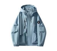 Veste De Pluie De Golf pour Homme Imperméable Respirante Veste D'extérieur avec Capuche Coupe-Vent Blouson Bomber Unie avec Poches Manches Longues Blouson De Sport Coupe-Vent
