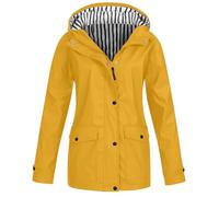 Veste De Pluie Femme Portable Sport Veste De Pluie Respirant Imperméable Léger Vestes Grande Taille Coupe Vent Veste En Plein Air À Capuche Vent Randonnée Pliable Trench, jaune, L