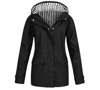 Veste De Pluie Femme Portable Sport Veste De Pluie Respirant Imperméable Léger Vestes Grande Taille Coupe Vent Veste En Plein Air À Capuche Vent Randonnée Pliable Trench, Noir , M
