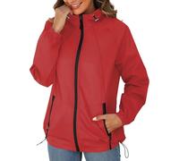 Veste De Pluie Femme Respirant Polyvalent Veste De Pluie Sport Imperméable Portable Vestes Pliables Résistant Aux Rides Trench Softshell Jacket Grande Taille Randonnée Manteau, rouge, XL
