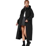 Veste de Pluie Femme Très Long Manteau Imperméable avec Capuche Réglable Coupe-Vent Unisexe à Double Fermeture Eclair et Bouton Equipement de Pluie Complet pour Plein Air Camping et (Black, M)