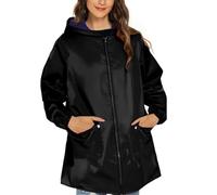 Veste De Pluie Femmes Respirant Voyage Vent Veste De Pluie Polyvalente Imperméable Vestes Résistant Aux Rides Coupe Vent Trench Softshell Veste Pliable Voyage Veste En Plein Air, Noir , XL