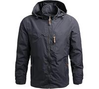 Veste De Pluie Hommes Imperméable à Capuche D’Hiver Oversize Imperméable Veste Coupe-Vent Veste D’extérieur Imperméable Manteau pour Le Cyclisme Course à Pied, Gray, M