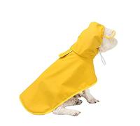 Veste de Pluie imperméable à l'eau Vêtements de Poncho pour Chien avec Cordon de Serrage réglable, Bord Transparent,Ultra-léger Manteau De Pluie avec Capuche pour Petit Moyen Gros Chiens Jaune L