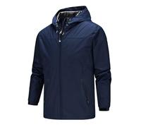 Veste de pluie imperméable à manches longues pour homme - Veste de pluie fine à capuche - Veste de randonnée légère et coupe-vent - Veste d'été amovible pour homme, noir foncé, XL