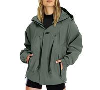 Veste de pluie imperméable légère pour femme - Pour l'extérieur - Respirant - Imperméable - Travail - Running - Manteaux à capuche - Vestes de sport avec poches, Vert noirâtre, 4XL