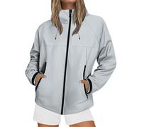 Veste de pluie imperméable pour femme - Coupe-vent - Légère, courte - Capuche réglable - Veste d'extérieur - Veste de trekking - Veste de sport - Veste de cyclisme - Veste de randonnée - Fermeture