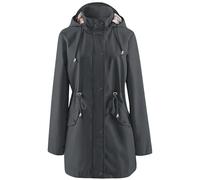 Veste de pluie imperméable pour femme - Veste de randonnée pour femme - Trench léger - Couleur unie - Veste demi-saison - Veste softshell - Col montant - Trench doublé - Manteau à capuche, gris foncé