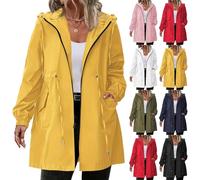 Veste de pluie jaune pour femme, veste tendance unie à fermeture éclair intégrale, couleur unie, trench-coat polyvalent, veste à capuche, veste softshell légère, grande taille, manteau coupe-vent