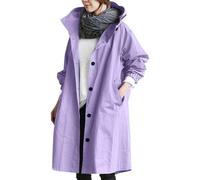 Veste de pluie longue et légère à capuche pour femme - Coupe-vent - Grande taille, violet, XL