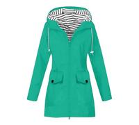 Veste de pluie longue et légère pour femme - Coupe-vent - Coupe-vent - Pour la randonnée et le voyage - Manteau de pluie à capuche coupe-vent, 1C-Vert, L