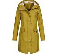 Veste de Pluie Longue Femme Imperméable Respirante Softshell Mi-Saison - Trench Coupe-Vent Zippé à Capuche Réglable - Multi-Poches Avant & Latérales - Grande Taille - Randonnée, Camping, Vélo