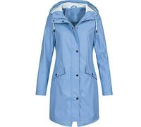 Veste de Pluie Longue Femme Imperméable Respirante Softshell Mi-Saison - Trench Coupe-Vent Zippé à Capuche Réglable - Multi-Poches Avant & Latérales - Grande Taille - Randonnée, Camping, Vélo