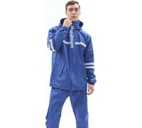 Veste de pluie Pantalon de pluie Set Hommes Imperméable Respirant 3M Réfléchissant Mode Combinaison de pluie Taille L, Bleu