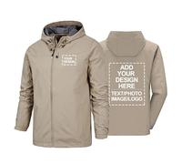 Veste de pluie personnalisée homme et femme veste softshell imperméable à capuche ajoutez un logo une photo ou un texte vêtement de travail personnalisé coupe-vent à capuche,khaki-s