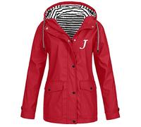 Veste de pluie pliable pour femme - Veste d'hiver noire pour femme - Longue - Coupe-vent - Chaud - Épais - Veste de transition - Coupe droite - Trench - Loisirs, rouge, S