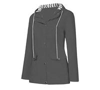 Veste de pluie pour femme - Doublée - Respirante - Avec capuche - Imperméable - Fermeture éclair - Coupe-vent - Veste de vélo - Parka softshell - Veste trench - Veste de mi-saison, gris, L
