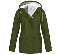 Veste de pluie pour femme - Imperméable et respirante - Avec capuche - Manteau de pluie chaud - Grandes tailles avec fermeture éclair - Longue veste fonctionnelle doublée - Coupe-vent - Parka de pluie