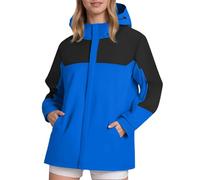 Veste de pluie pour femme - Imperméable et respirante - Avec capuche - Trench - Sport - Coupe-vent - Veste légère - Veste d'extérieur - Veste softshell pour femme - Veste de randonnée, bleu, M