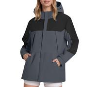 Veste de pluie pour femme - Imperméable et respirante - Avec capuche - Trench - Sport - Coupe-vent - Veste légère - Veste d'extérieur - Veste softshell pour femme - Veste de randonnée, gris foncé, L
