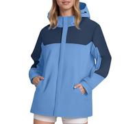 Veste de pluie pour femme - Imperméable et respirante - Avec capuche - Trench - Sport - Coupe-vent - Veste légère - Veste d'extérieur - Veste softshell pour femme - Veste de randonnée, bleu clair, XXL