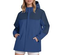 Veste de pluie pour femme - Imperméable et respirante - Avec capuche - Trench - Sport - Coupe-vent - Veste légère - Veste d'extérieur - Veste softshell pour femme - Veste de randonnée, bleu foncé, M