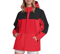 Veste de pluie pour femme - Imperméable et respirante - Avec capuche - Trench - Sport - Coupe-vent - Veste légère - Veste d'extérieur - Veste softshell pour femme - Veste de randonnée, rouge, 4XL