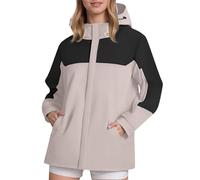 Veste de pluie pour femme - Imperméable et respirante - Avec capuche - Trench - Sport - Coupe-vent - Veste légère - Veste d'extérieur - Veste softshell pour femme - Veste de randonnée, beige, 3XL