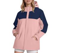 Veste de pluie pour femme - Imperméable et respirante - Avec capuche - Trench - Sport - Coupe-vent - Veste légère - Veste d'extérieur - Veste softshell pour femme - Veste de randonnée, Rose, L