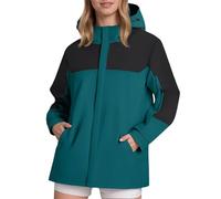 Veste de pluie pour femme - Imperméable et respirante - Avec capuche - Trench - Sport - Coupe-vent - Veste légère - Veste d'extérieur - Veste softshell pour femme - Veste de randonnée, vert foncé, XL