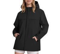Veste de pluie pour femme - Imperméable et respirante - Avec capuche - Trench - Sport - Coupe-vent - Veste légère - Veste d'extérieur - Veste softshell pour femme - Veste de randonnée, Noir , XXL