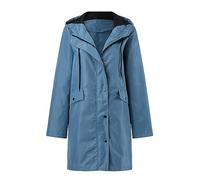 Veste de pluie pour femme - Imperméable - Veste softshell - Longue - Élégante - Grandes tailles - Veste de transition doublée - Veste fonctionnelle longue avec capuche - Veste d'extérieur - Automne