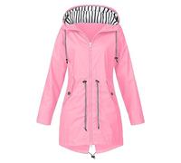Veste de pluie pour femme - Longue - Noir et jaune - Légère, imperméable - Veste à capuche respirante - Pour l'extérieur, le vélo, les voyages, la randonnée - Coupe-vent - Veste de sport softshell