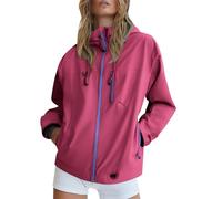 Veste de pluie pour femme - Veste coupe-vent légère avec capuche - Imperméable pliable avec poches - Manteaux grande taille pour femme, rose vif, XXL