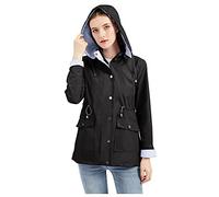 Veste De Pluie Pour Femmes Grande Taille Mi-Longues Coup Vent À Capuche Poches Et Cordon Imperméables Manteau Sport Montagne Zip De Couleur Pure Rayé Vestes Randonnée Camping Voyage