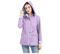 Veste De Pluie Pour Femmes Grande Taille Mi-Longues Coup Vent À Capuche Poches Et Cordon Imperméables Manteau Sport Montagne Zip De Couleur Pure Rayé Vestes Randonnée Camping Voyage