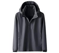 Veste de pluie pour homme - 7XL - Grande taille - Coupe-vent - Veste à capuche fine - Coupe-vent - Veste de randonnée - Veste de randonnée - Veste de survêtement confortable, gris foncé, L