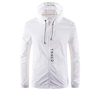 Veste de pluie pour homme avec capuche - Veste softshell avec fermeture éclair intégrale - Veste de randonnée légère - Veste de sport imperméable à capuche avec poches - Manteau coupe-vent à manches