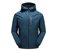 Veste de pluie pour homme - Coupe-vent - Veste de pluie imperméable - Veste softshell à capuche - Coupe-vent - Veste d'extérieur - Veste à capuche - Veste de loisirs, bleu, XXL