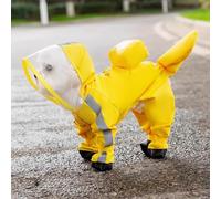 Veste de pluie pour petit chien, avec pattes enveloppées et queue pouvant être menée pour bichon, nounours, chihuahua, maltais de petite taille (jaune, XL)
