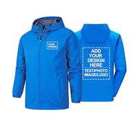Veste de pluie softshell personnalisée pour hommes coupe-vent à capuche personnalisé vestes imperméables ajouter un logo une photo ou un texte manteau de travail personnalisé,blue-s