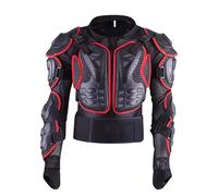 Veste de Protection Moto Adulte, Protection intégrale 360°, Coque en polypropylène Maille Respirante Taille Ajustable, équipement de Protection pour Motocross et Motos Sportives,Red-S
