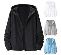 Veste de protection solaire à capuche pour homme avec fermeture éclair intégrale - Séchage rapide - Veste athlétique - Veste de randonnée fonctionnelle et respirante - Protection solaire à manches