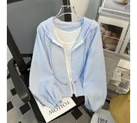 Veste de protection solaire à capuche zippée à manches longues, fine, décontractée et polyvalente pour femmes, printemps/été L,M,S,XL,XSUnicoloreTissu tissé