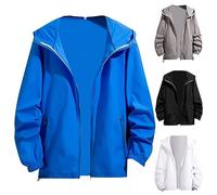 Veste de protection solaire coupe-vent légère à fermeture éclair intégrale pour homme - Veste de randonnée légère à séchage rapide - Manteau d'entraînement à manches longues pour la randonnée, bleu