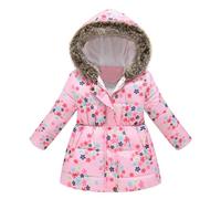Veste de randonnée en softshell pour enfants et filles - Avec fermeture éclair - Veste d'extérieur épaisse - Chaude - Coupe-vent - Respirante - Protection contre le fromage - Impression de dessin