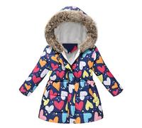 Veste de randonnée en softshell pour enfants et filles - Avec fermeture éclair - Veste d'extérieur épaisse - Chaude - Coupe-vent - Respirante - Protection contre le fromage - Impression de dessin